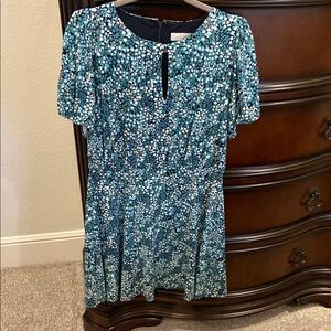 EUC LOFT Blue and White Patterned Dress, Size 4
